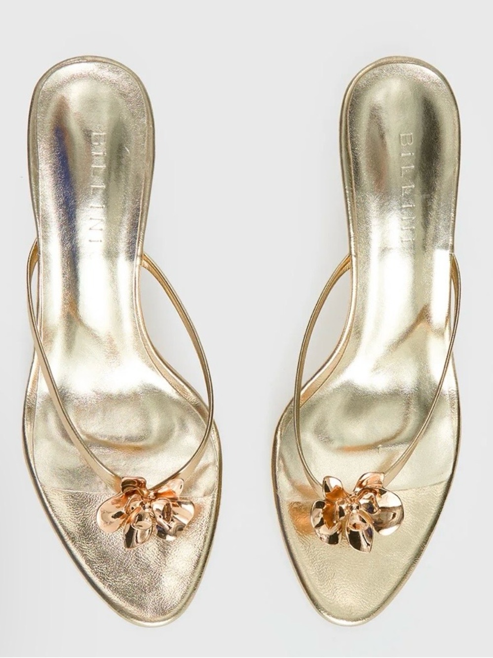 Billini Dalella Metallic Gold Floral Slide thongs